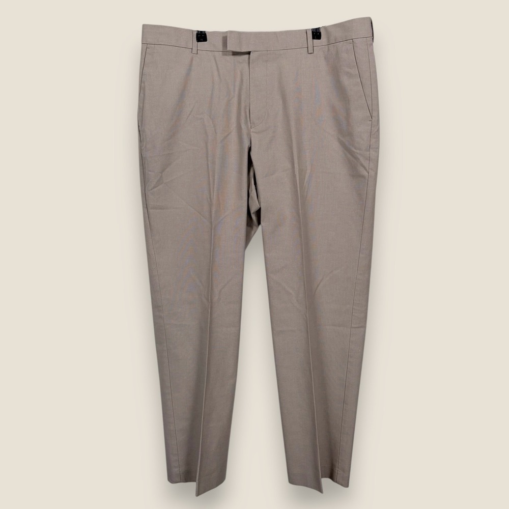 Charles Tyrwhitt Dress Pants Mens 38x30 Beige Stretch Cotton Chino Clasp Flat